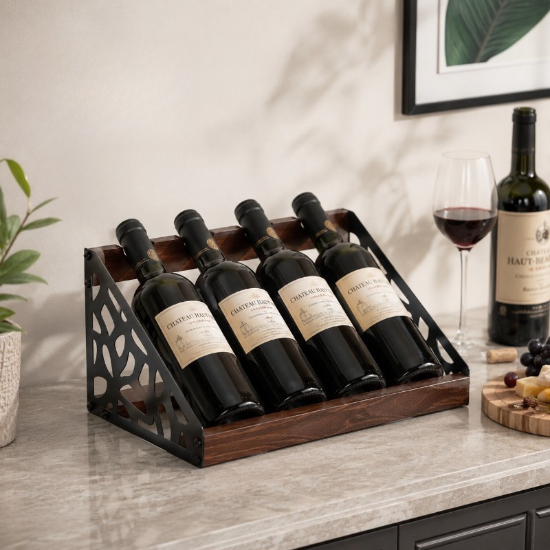 Home Bar Stand - رف خشبي للنبيذ للبار المنزلي، حاملات