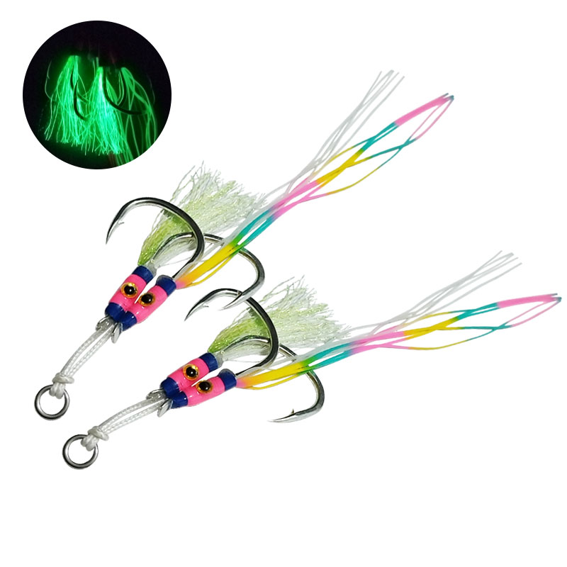 Jigger Double Sided - 2 زوج/حزمة خطافات صيد مضيئة من