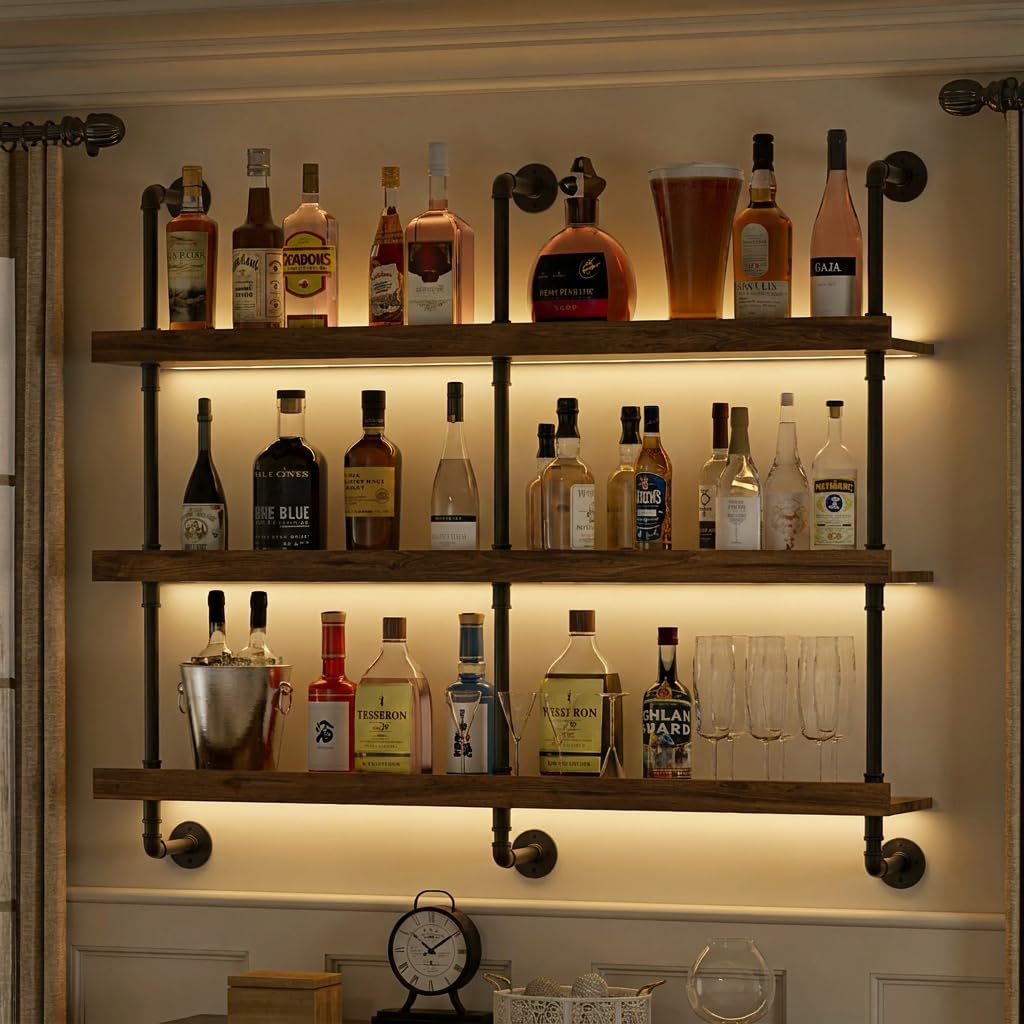 Home Bar Stand - رف نبيذ معلق على الحائط مع