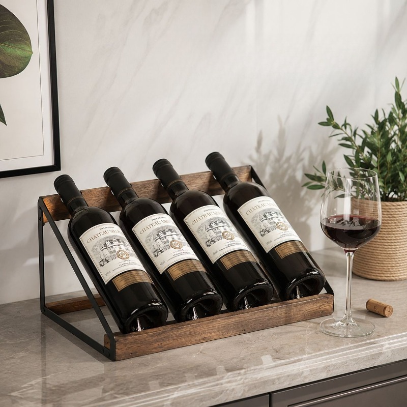 رف خشبي للنبيذ للبار المنزلي،  - مراجعة Home Bar Stand وسعره