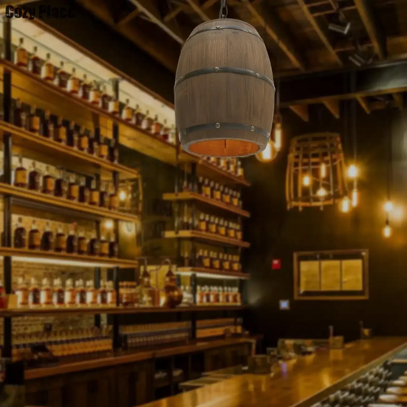 مصباح ريفي عتيق، ثريا خشبية مع - مراجعة Home Bar Cafe وسعره